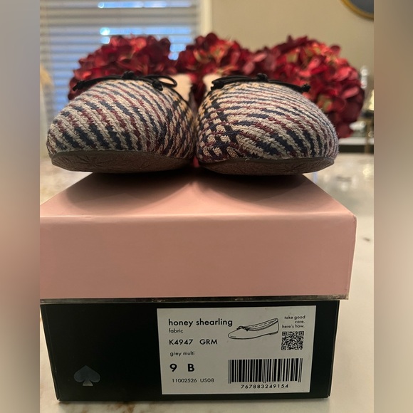 NIB Kate Spade New York Honey Shearling Grey Multi Ballet Flats size 9B - Picture 4 of 9